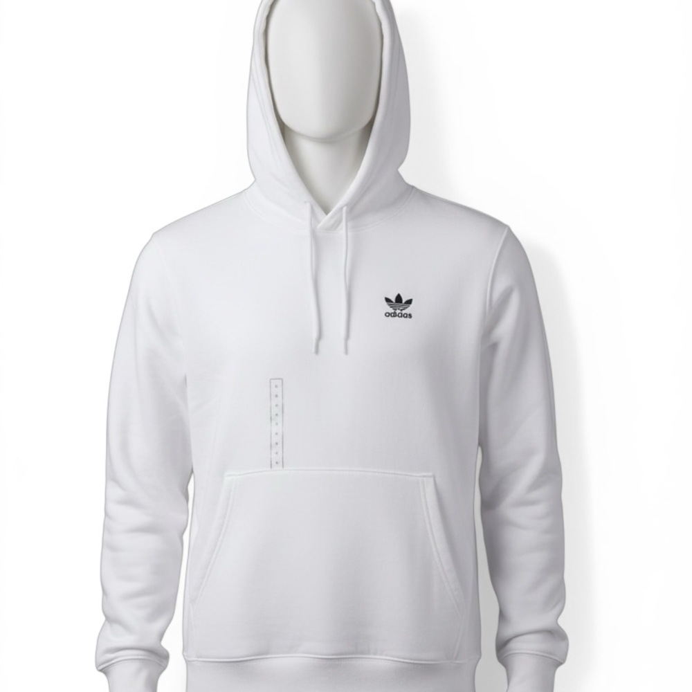 adidas White Hoodie with Small Black Trefoil